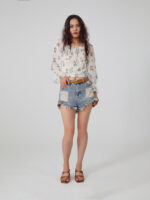 Floral Print Flounce Sleeves Blouse