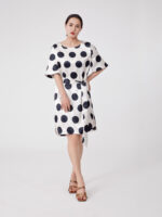 Polka Dot Print Batwing Sleeve Dress