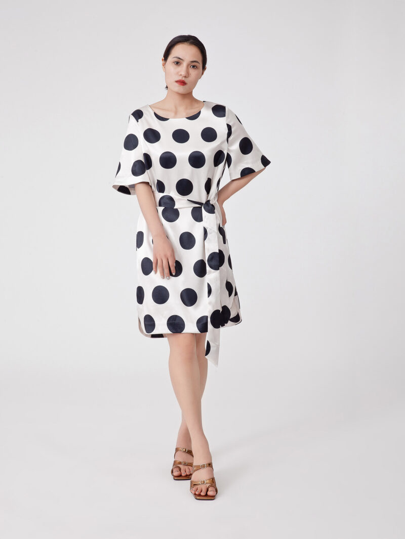 Polka Dot Print Batwing Sleeve Dress