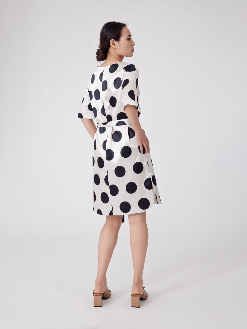 Polka Dot Print Batwing Sleeve Dress - 图片 2