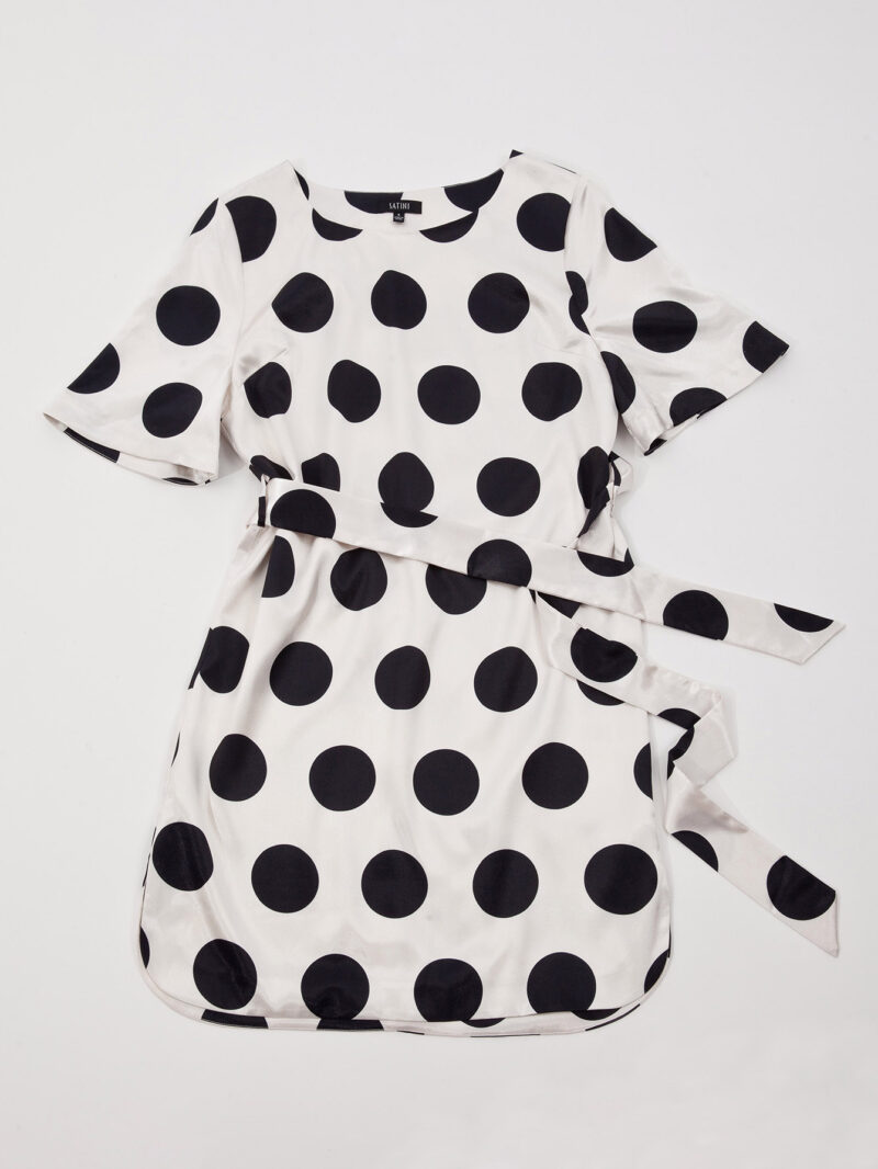 Polka Dot Print Batwing Sleeve Dress - 图片 7